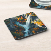 Modern Navy & Gold Abstract Mountain Peak – Luxury Bier Onderzetter (Linkerzijde)