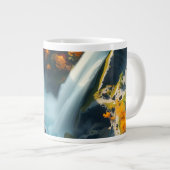 Modern Navy & Gold Abstract Mountain Peak – Luxury Grote Koffiekop (Voorkant rechts)
