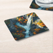 Modern Navy & Gold Abstract Mountain Peak – Luxury Kartonnen Onderzetters (Schuin)