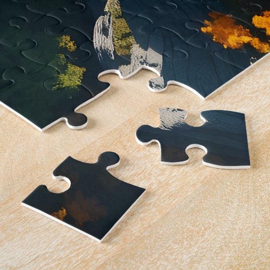 Modern Navy & Gold Abstract Mountain Peak – Luxury Legpuzzel (Zijkant)