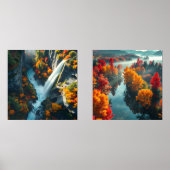 Modern Navy & Gold Abstract Mountain Peak – Luxury Muurkunst Sets (Voorkant)