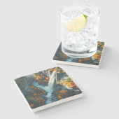 Modern Navy & Gold Abstract Mountain Peak – Luxury Stenen Onderzetter (Zijkant)