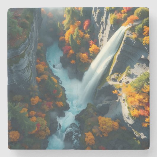 Modern Navy & Gold Abstract Mountain Peak – Luxury Stenen Onderzetter (Voorkant)