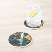 Modern Navy & Gold Abstract Mountain Peak – Luxury Zandsteen Onderzetter (Zijkant)