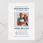 Modern Navy Gold Afstuderen fotograaf Folie Uitnodiging (Achterkant)