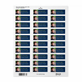 Modern Navy Gold Afstuderen Photo Return Address Etiket (Full Sheet)