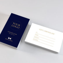 Modern Navy & Gold Business Logo Cadeaubon