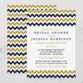 Modern Navy & Gold Chevron Vrijgezellenfeest Kaart (Voorkant / Achterkant)