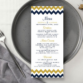 Modern Navy & Gold Chevron Wedding Menu
