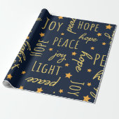 Modern Navy & Gold Christmas Script Cadeaupapier (Uitgerold)