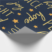 Modern Navy & Gold Christmas Script Cadeaupapier (Hoek)