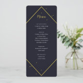 Modern Navy Gold geometrisch menu Kaart (Staand voorkant)