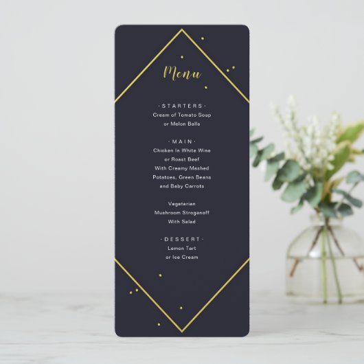Modern Navy Gold geometrisch menu Kaart (Staand voorkant)