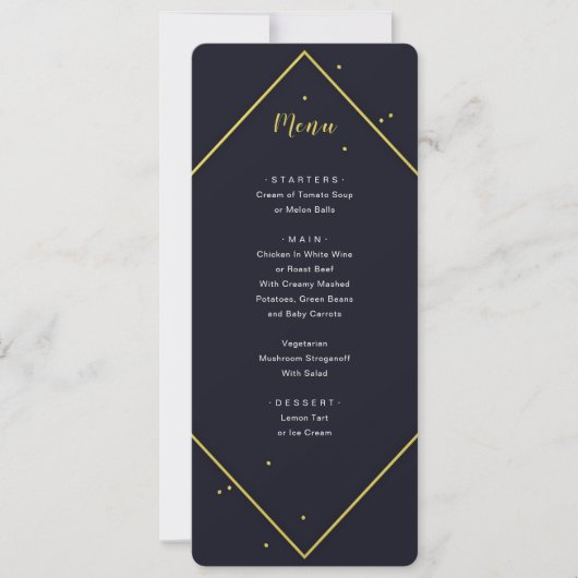 Modern Navy Gold geometrisch menu Kaart (Voorkant)
