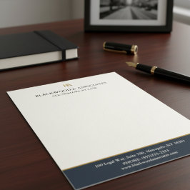 Modern Navy Gold Law Firm Monogram Letterhead Briefhoofd