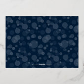 Modern Navy Gold Script Bokeh Merry kerst Folie Uitnodiging (Achterkant)