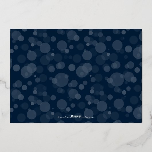 Modern Navy Gold Script Bokeh Merry kerst Folie Uitnodiging (Achterkant)