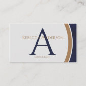 Modern Navy, Goud en Grijs Monogram Visitekaartje (Voorkant)