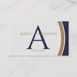 Modern Navy, Goud en Grijs Monogram Visitekaartje