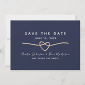 Modern Navy Gouden Touw Hart  Save The Date (Voorkant)