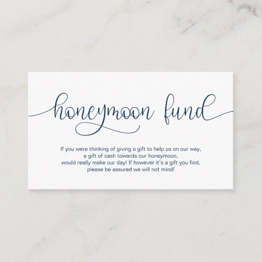 Modern Navy Hand Lettered design, Honeymoon Wish Informatiekaartje (Voorkant)