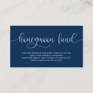 Modern Navy Hand Lettered ontwerp, huwelijksreis w Informatiekaartje