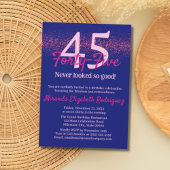 Modern Navy Hot Pink Glitter Blush Vrouwen Verjaar Kaart