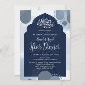 Modern Navy Iftar Invitation withGeometric Arch Kaart (Voorkant)