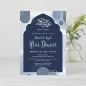 Modern Navy Iftar Invitation withGeometric Arch Kaart (Staand voorkant)