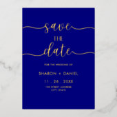 Modern Navy Kalligrafie Script Folie Uitnodiging (Voorkant)