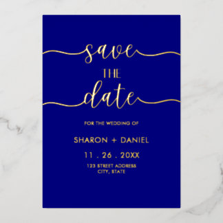 Modern Navy Kalligrafie Script Folie Uitnodiging