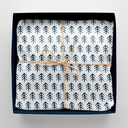 Modern Navy Kerstboom Patroon Tissuepapier