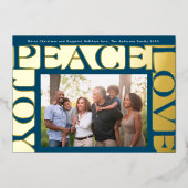 Modern Navy kleurrijke LIEFDE VREUGDE foto lijst Folie Feestdagenkaart (Voorkant)