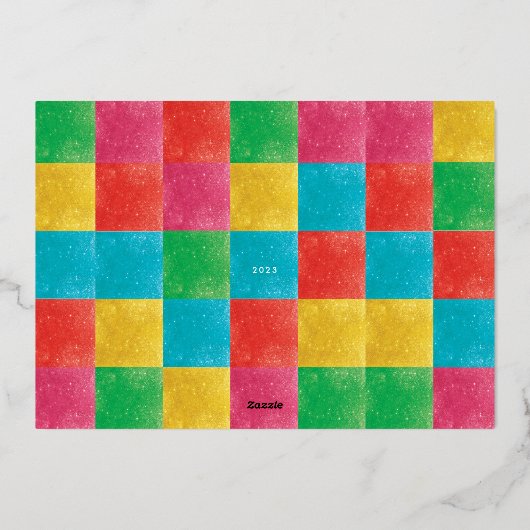 Modern Navy kleurrijke LIEFDE VREUGDE foto lijst Folie Feestdagenkaart (Achterkant)