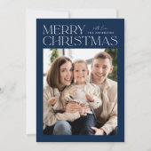 Modern Navy Merry-kerstfoto Feestdagenkaart (Voorkant)