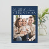 Modern Navy Merry-kerstfoto Feestdagenkaart (Staand voorkant)