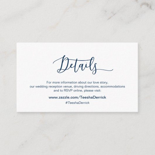 Modern Navy minimalisme lettertype, Onze bruiloft  Informatiekaartje (Voorkant)