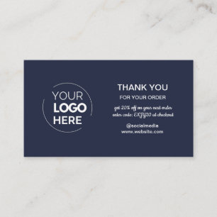 Modern Navy Minimalistische Logo-bestelling dank u Visitekaartje