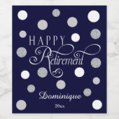 Modern, Navy Pensioenfeest met Glitter Wijn Etiket (Enkel label)