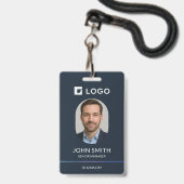 Modern Navy Personeelsfoto-ID Badge (Voorzijde met lanyard)
