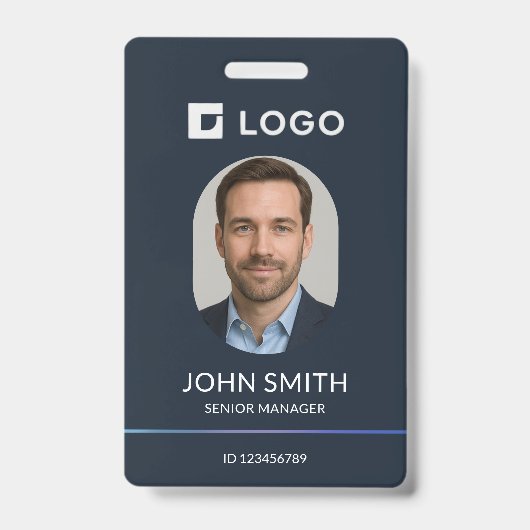 Modern Navy Personeelsfoto-ID Badge (Voorzijde)