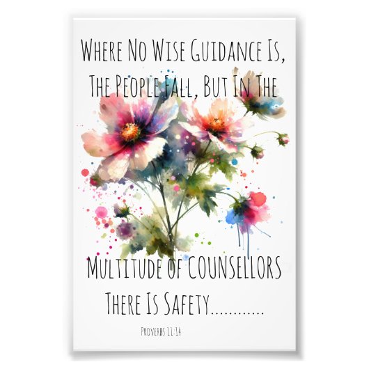 Modern NAVY & PINK 'COUNSELORS Waterverf Floral Foto Afdruk (Voorkant)