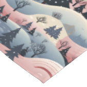 Modern Navy Pink Cream Christmas Trees Snowbanks Tafelkleed (Gekanteld)