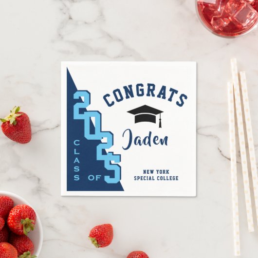 Modern Navy Pink Graduation Party Servet (Insitu)