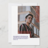 Modern Navy & Red Typography Grad Party Photo Kaart (Achterkant)