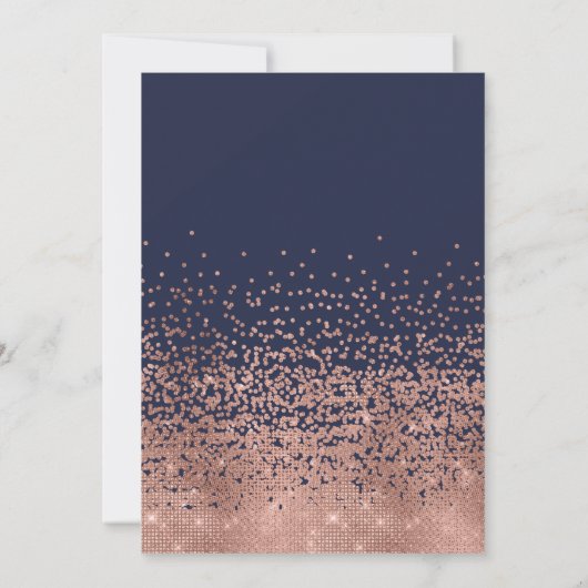 Modern Navy Roos Gouden Glitter Confetti Sweet 16 Kaart (Achterkant)