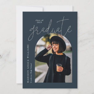 Modern Navy Silver Arch Afstuderen Kaart
