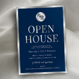 Modern Navy & Silver Business Logo Open Huis Kaart
