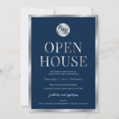 Modern Navy & Silver Business Logo Open Huis Kaart (Voorkant)
