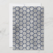 Modern Navy Silver Glitter Hexagon Geo Sweet 16 Kaart (Achterkant)